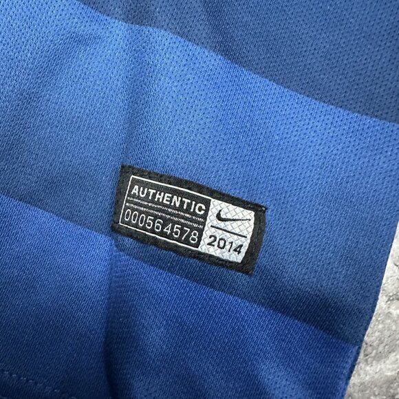 Manchester City 2014-2015 Nike Soccer Jersey Size M Dri-Fit MCFC Quique #9 Blue - Picture 3 of 6